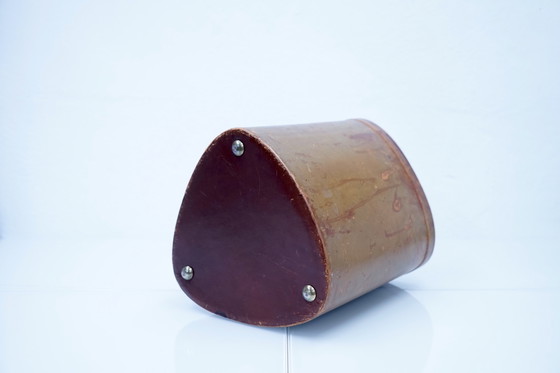 Image 1 of Brown leather wastepaper basket, 1960s