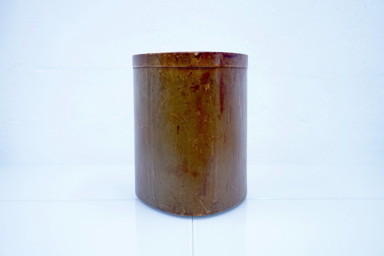 Image 1 of Brown leather wastepaper basket, 1960s