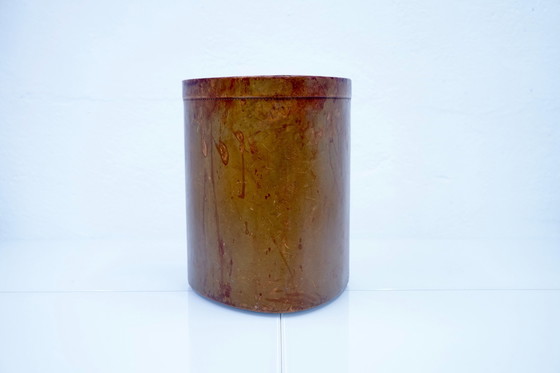 Image 1 of Brown leather wastepaper basket, 1960s