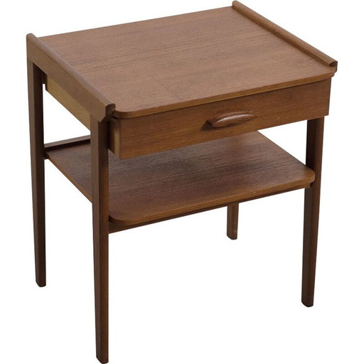 Mid-Century Modern Teak Nightstand Scandinavian 1950s