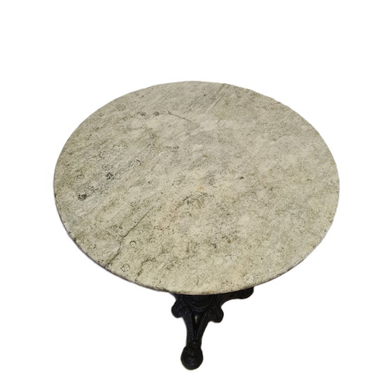 Image 1 of French bistro garden table with marble top, 2nd half 20th century