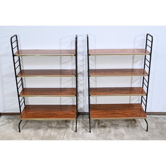 Image 1 of Coppia di mensole vintage in metallo e laminato, 1950