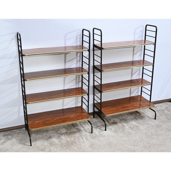 Image 1 of Coppia di mensole vintage in metallo e laminato, 1950