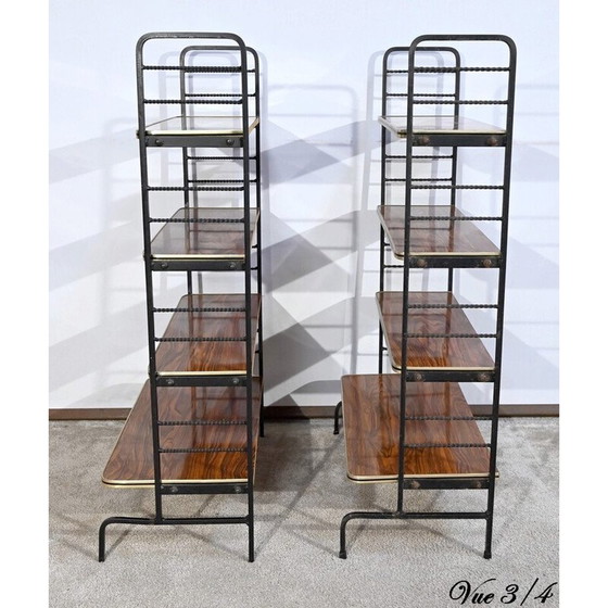 Image 1 of Coppia di mensole vintage in metallo e laminato, 1950