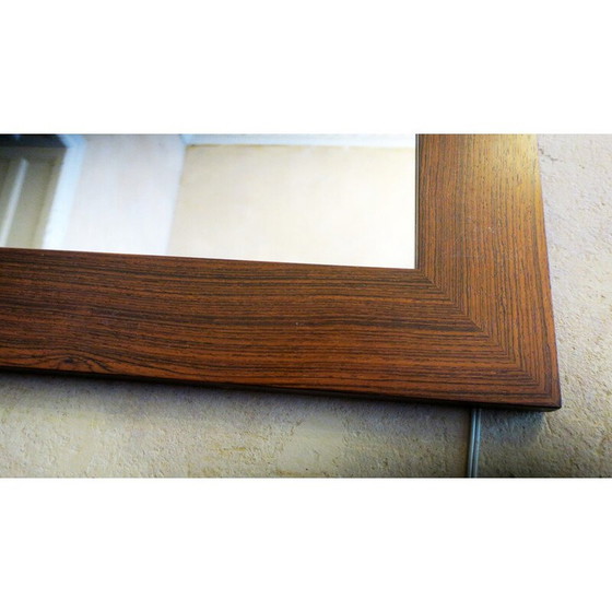 Image 1 of Vintage rosewood frame wall mirror with amber lights, Denmark 1960