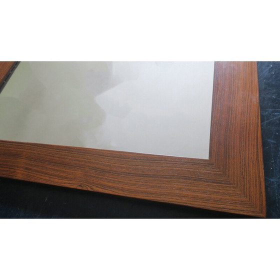 Image 1 of Vintage rosewood frame wall mirror with amber lights, Denmark 1960