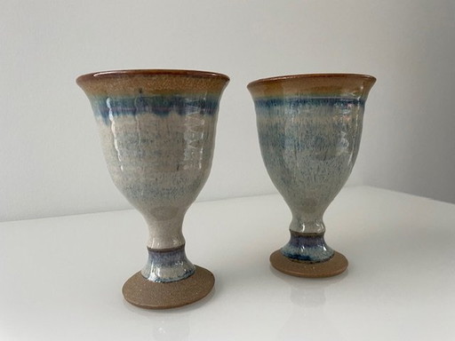 2 Handmade Chalices With Beautiful Melamine Glaze