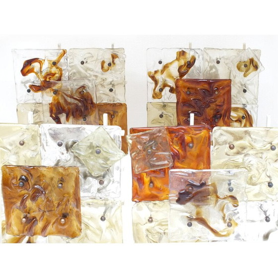 Image 1 of Coppia di lampade da parete vintage patchwork in vetro spaziale Venini Italia 1970