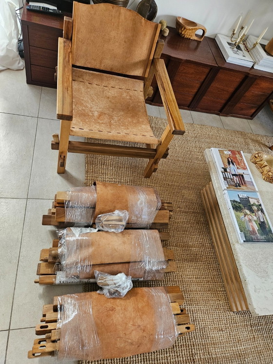 Image 1 of 4x Vintage Safari Chairs pièces uniques