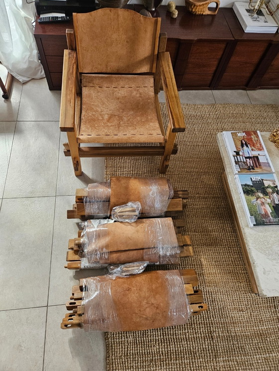 Image 1 of 4x Vintage Safari Chairs pièces uniques