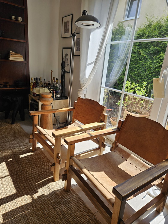 Image 1 of 4x Vintage Safari Chairs pièces uniques