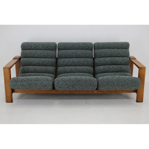 Vintage oakwood and fabric living room set, Finland 1960s