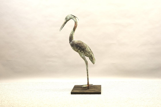 Image 1 of Hollywood Regency brass crane sculpture, 1960s