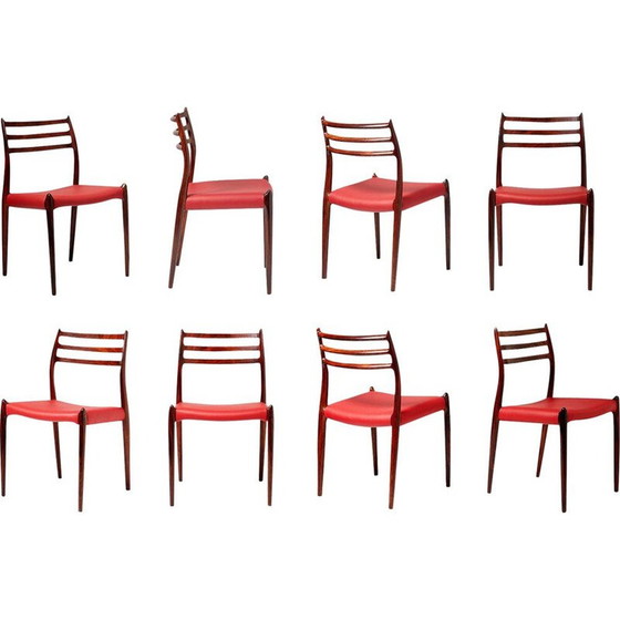 Image 1 of Set of 8 rosewood Model 78 Dining Chairs, Niels Moller 1962