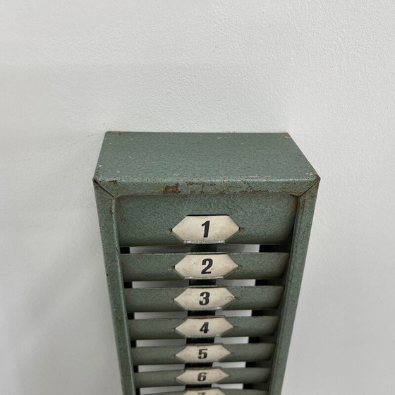 Image 1 of Vintage industrial Time card rack, Czechoslovakia 1950s