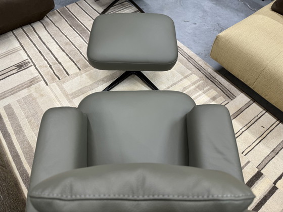 Image 1 of Evidence Entro Armchair with footstool green leather