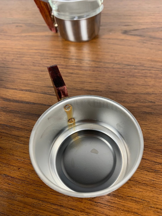 Image 1 of Juego de 4 tazas de metal y vidrio, 1970