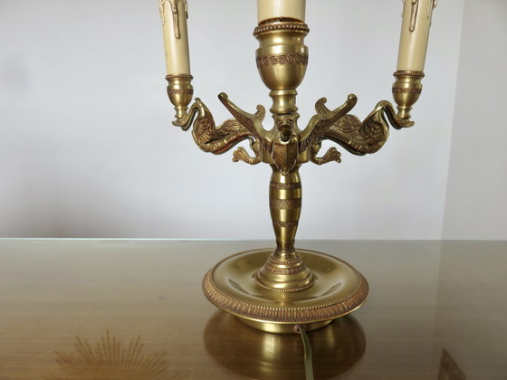 Image 1 of Lampada in stile Impero Lucien Gau, bronzo massiccio dorato con oro brillante