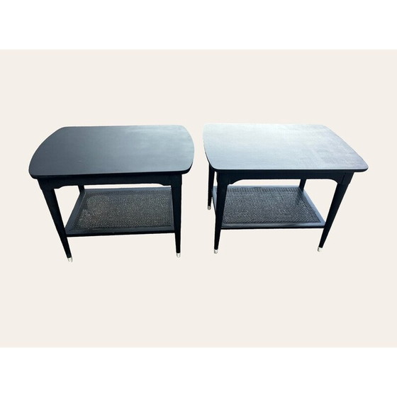 Image 1 of Pair of vintage wood and chrome metal coffee tables, 1960