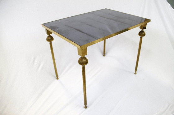 Image 1 of 3X brass tables with mirror, 1950S