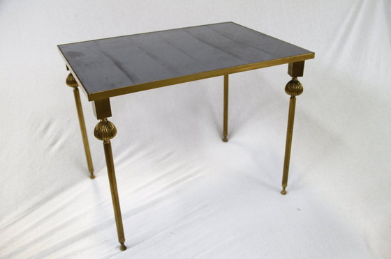 Image 1 of 3X brass tables with mirror, 1950S