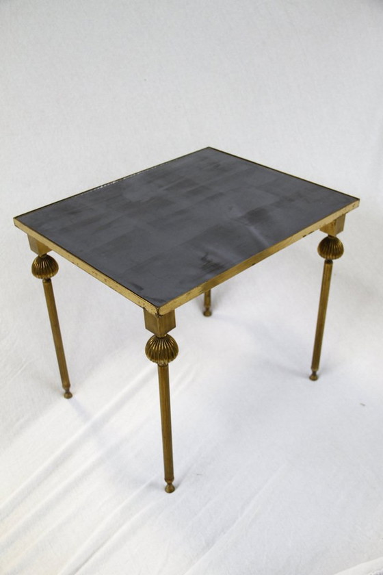 Image 1 of 3X brass tables with mirror, 1950S