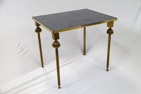 Image 1 of 3X brass tables with mirror, 1950S