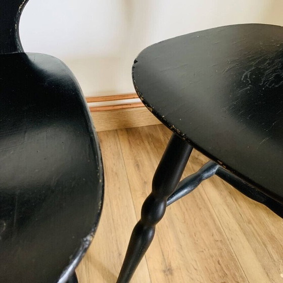 Image 1 of Set of 3 vintage eye chairs in thermoformed solid beech by Baumann