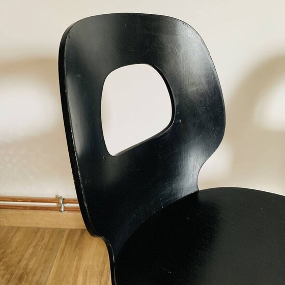 Image 1 of Set of 3 vintage eye chairs in thermoformed solid beech by Baumann