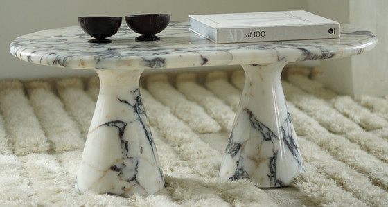 Image 1 of Calacatta Viola Coffee Table With 2 Solid Legs