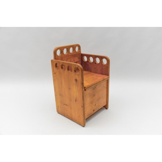 Image 1 of Pair of vintage pine benches for children, 1960