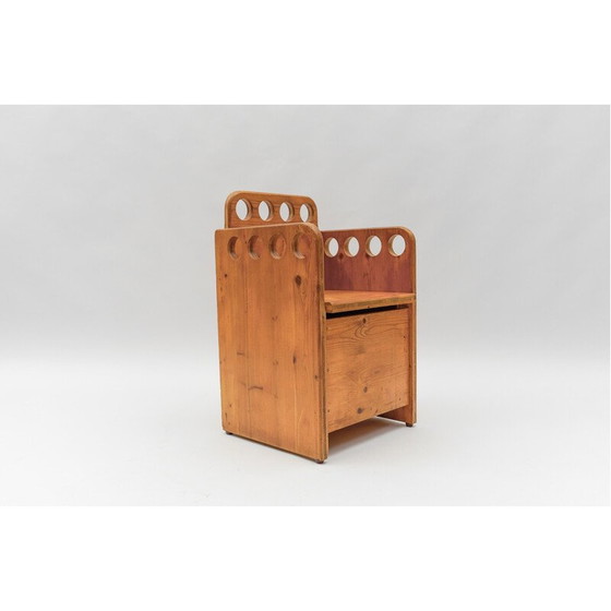 Image 1 of Pair of vintage pine benches for children, 1960