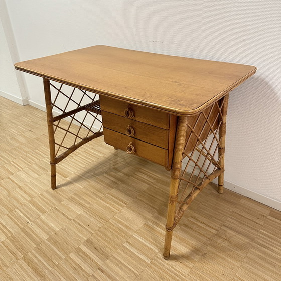 Image 1 of French Bamboo Desk 1950