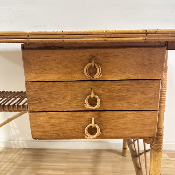 Image 1 of French Bamboo Desk 1950