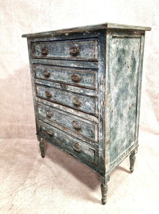 Small Semainier Chest of Drawers Antique Patina