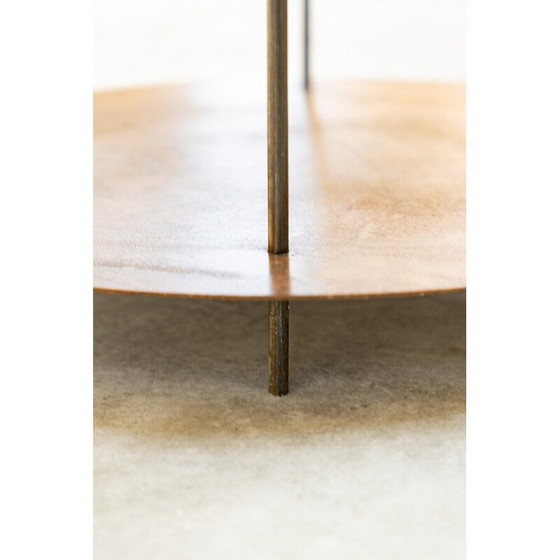 Image 1 of Vintage round coffee table in brown and beige metal, Italy 1990