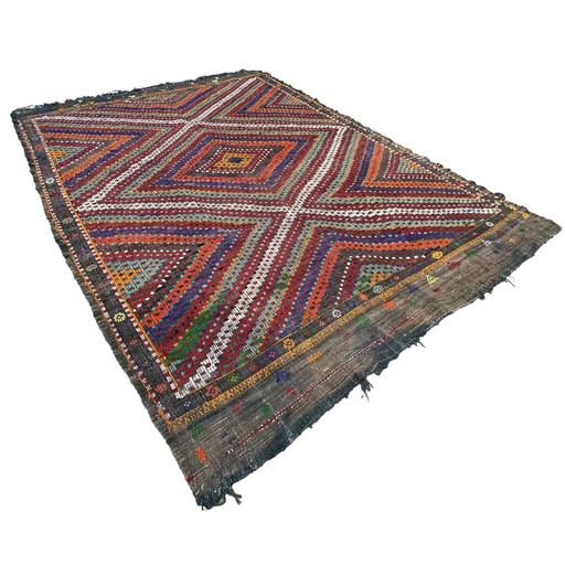 Vintage Turkish Kilim Rug , 295 X 197 Cm