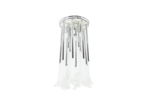 Murano glass and chromed metal chandelier. Circa 1970.