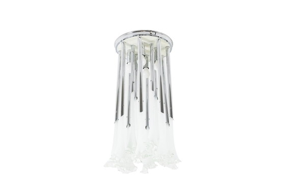 Image 1 of Murano glass and chromed metal chandelier. Circa 1970.