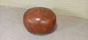 Vintage Leren Poef, Cognac, Rond 