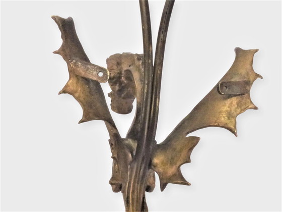 Image 1 of Gilded Bronze Dragon 2-Light Wall Sconce 1920