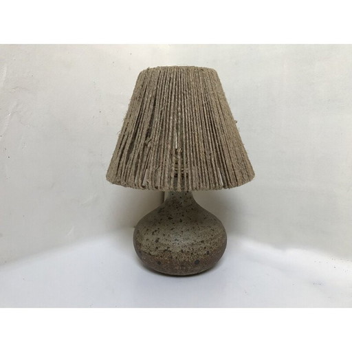 Vintage lamp in stoneware and rope, 1950