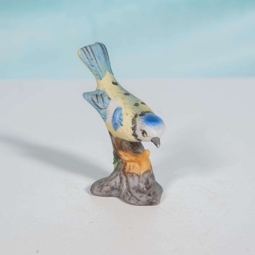 Uccello di porcellana cinciarella in porcellana d'epoca