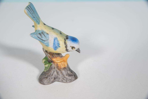Uccello di porcellana cinciarella in porcellana d'epoca