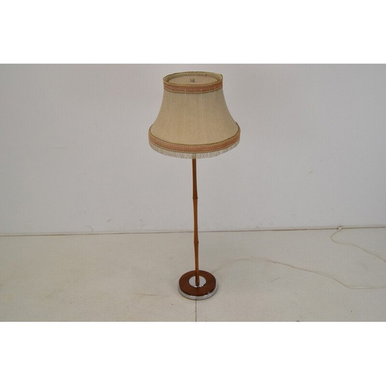Image 1 of Lampada da terra vintage in tessuto, legno e cromo, Germania anni '60