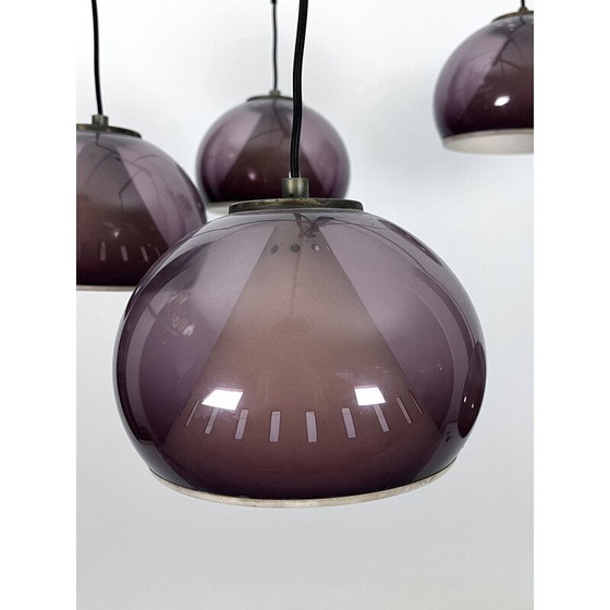 Image 1 of Vintage brass and Plexiglas chandelier for Lampter Milano, Italy 1950
