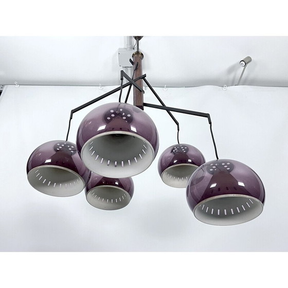 Image 1 of Vintage brass and Plexiglas chandelier for Lampter Milano, Italy 1950