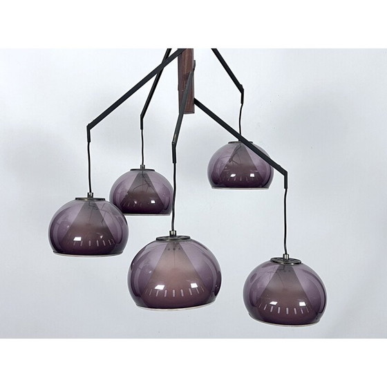 Image 1 of Vintage brass and Plexiglas chandelier for Lampter Milano, Italy 1950