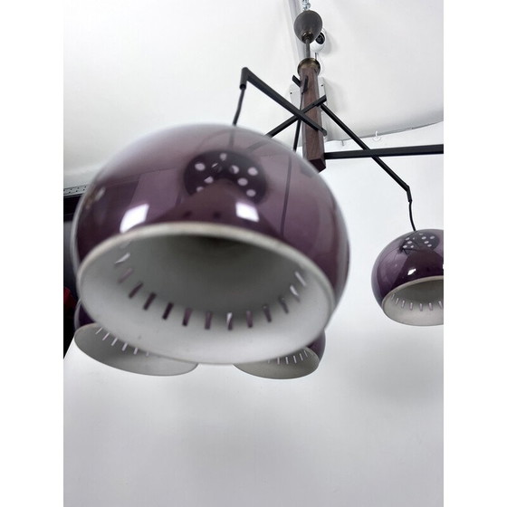 Image 1 of Vintage brass and Plexiglas chandelier for Lampter Milano, Italy 1950
