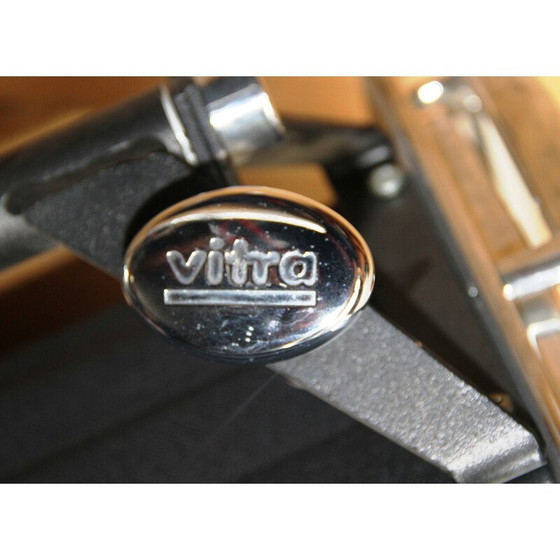 Image 1 of Vintage EA124 office armchair in chrome aluminum and leather by Charles and Ray Eames for Vitra